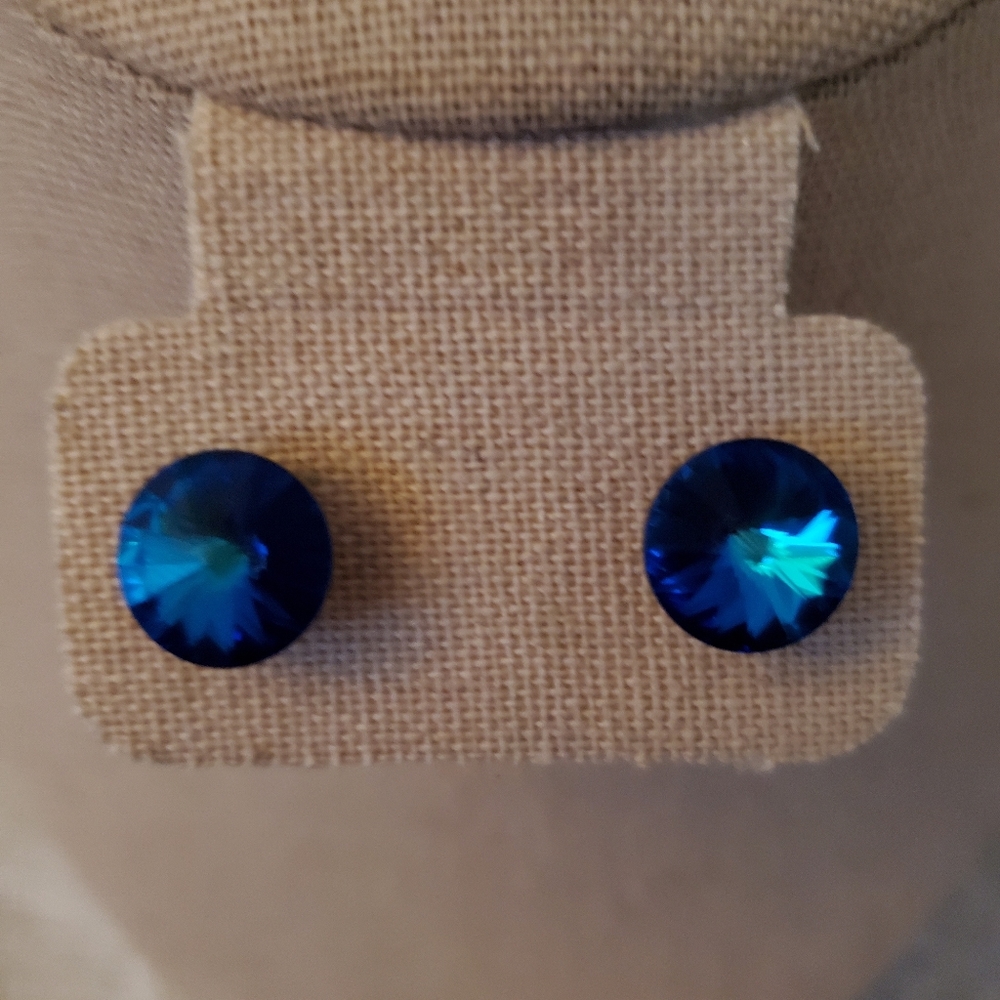 Deep azure crystal earrings